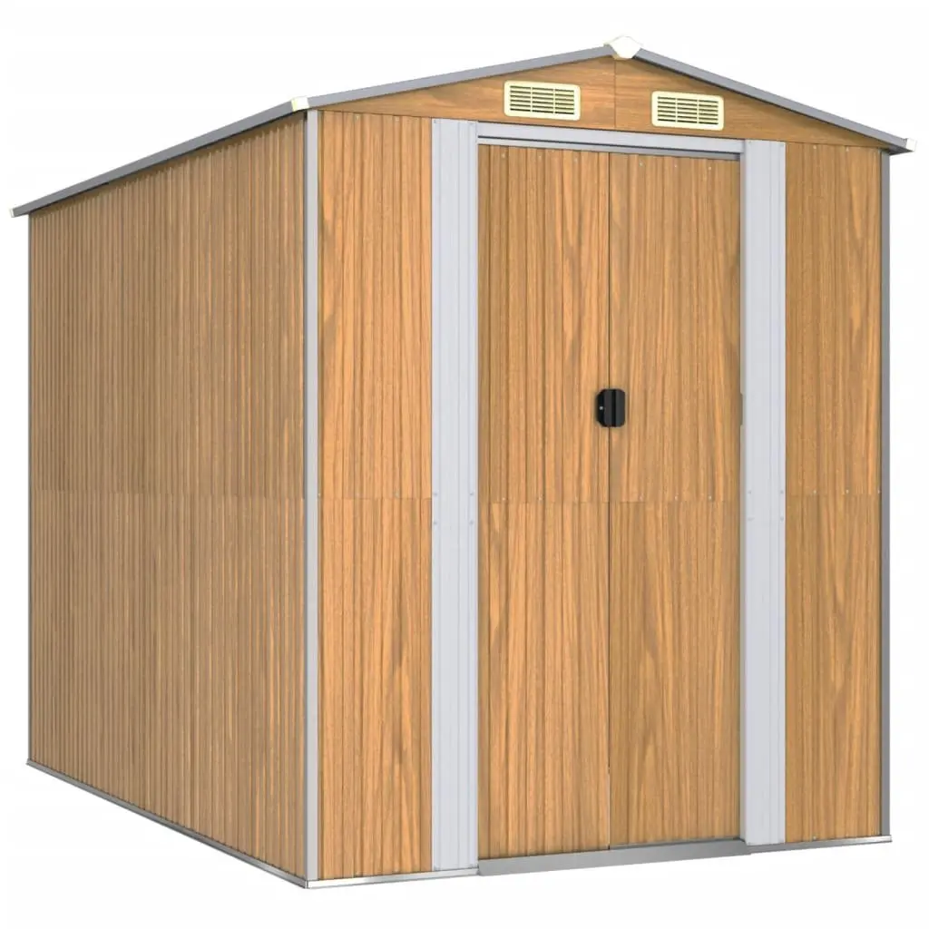 Garden Shed Brown Galvanised Steel 192x274x223 cm