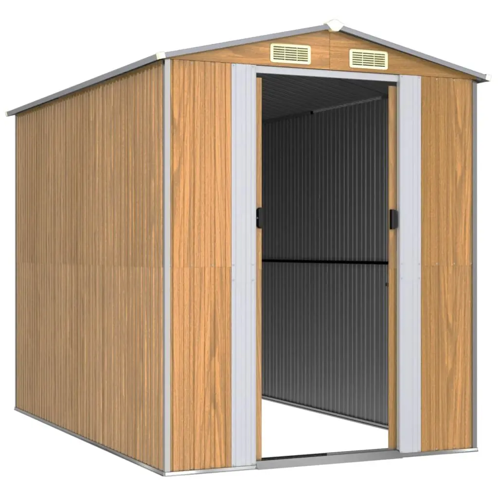 Garden Shed Brown Galvanised Steel 192x274x223 cm
