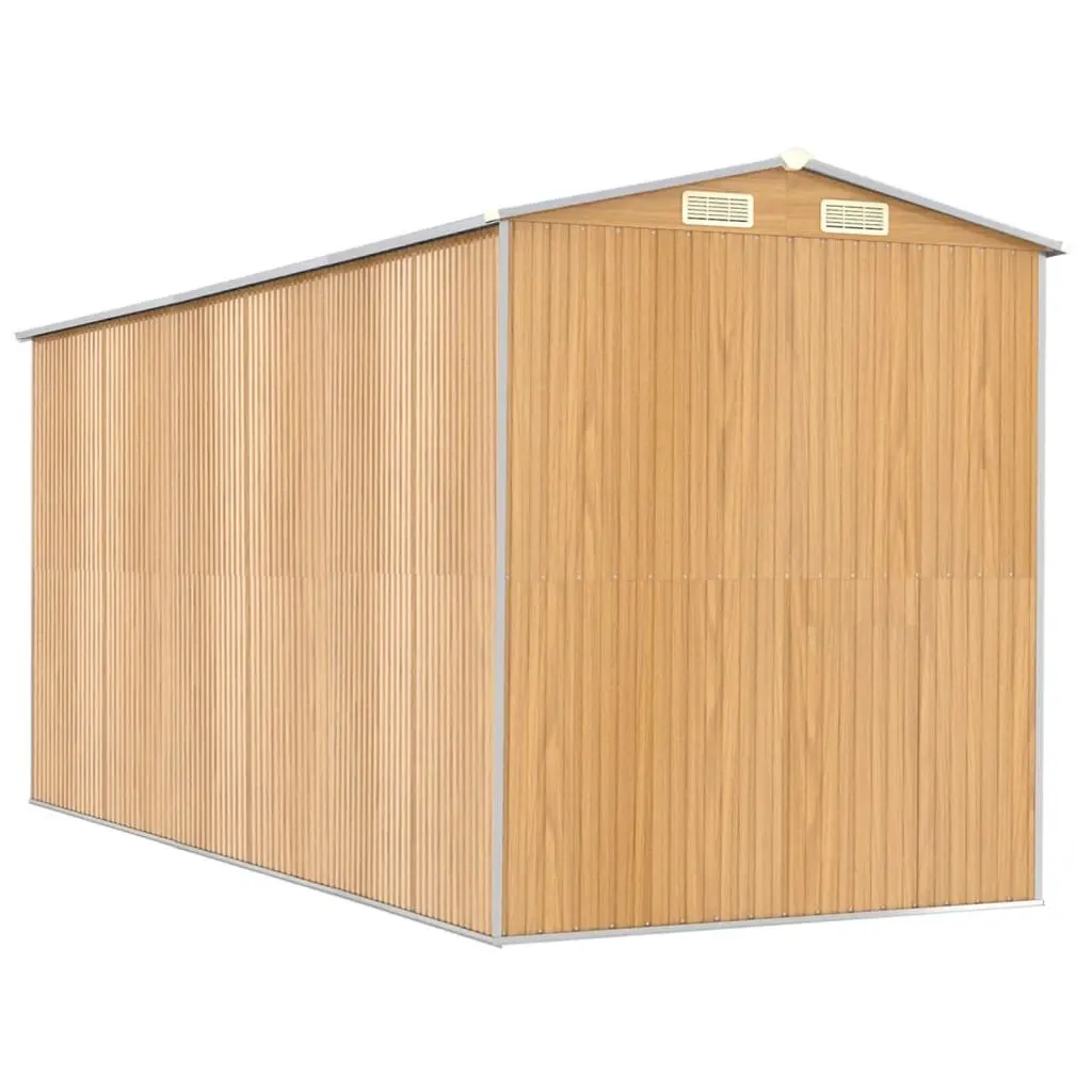 Garden Shed Brown Outdoor Storage House Galvanised Steel Double Doors