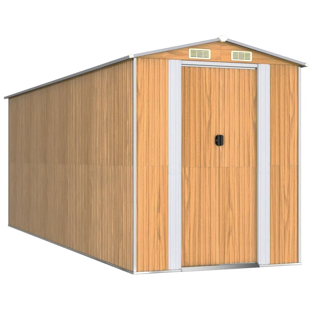 Garden Shed Brown Outdoor Storage House Galvanised Steel Tool Equipment