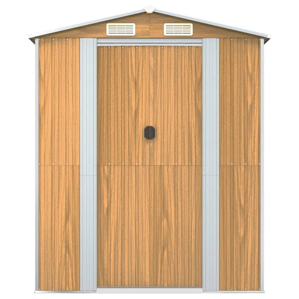 Garden Shed Light Brown Outdoor Storage Steel Tool House Backyard Garage Shelter