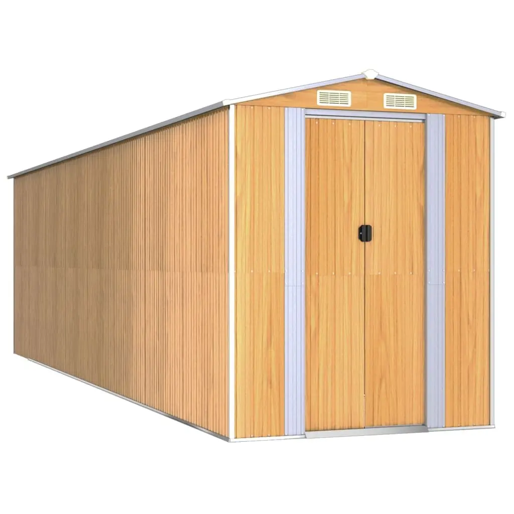 Garden Shed Light Brown Outdoor Storage Tool House Double Sliding Doors