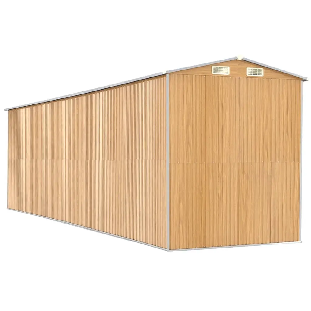 Garden Shed Light Brown Outdoor Storage Tool House Double Sliding Doors