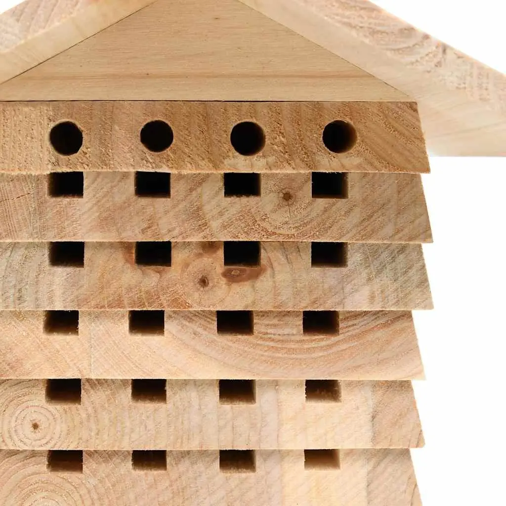 Bee Hotel Wooden Nesting House Solitary Bee Habitat Durable Fir Wood 22 x 20 x 20 cm