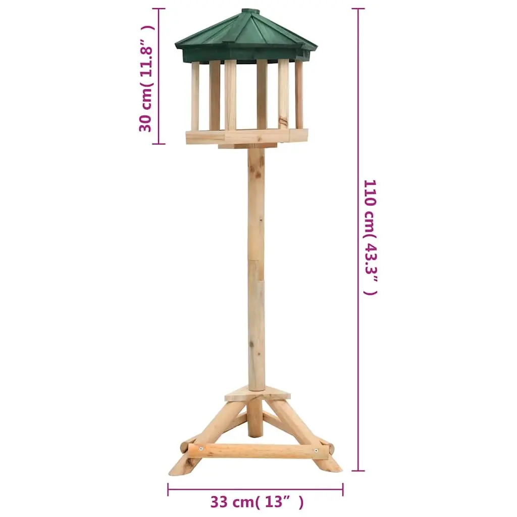 Bird Feeder Solid Fir Wood Open Access Large Platform Tripod Brown Garden Outdoor