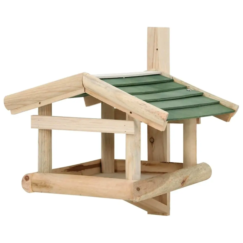 Bird Feeder Solid Wood Wall Tree Mount Large Feeding Platform Brown