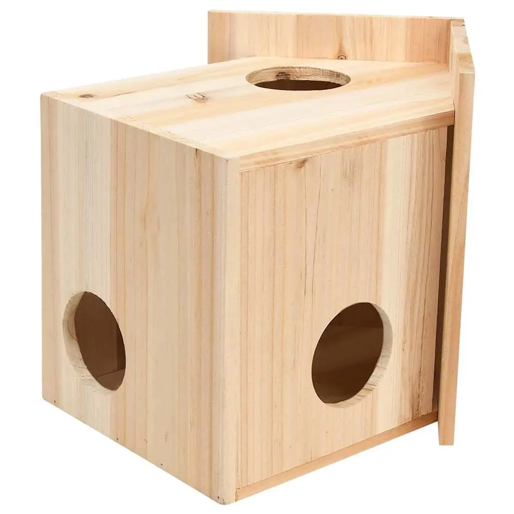 Wooden Squirrel House Nesting Box Outdoor Shelter Small Animal 26x25x29cm