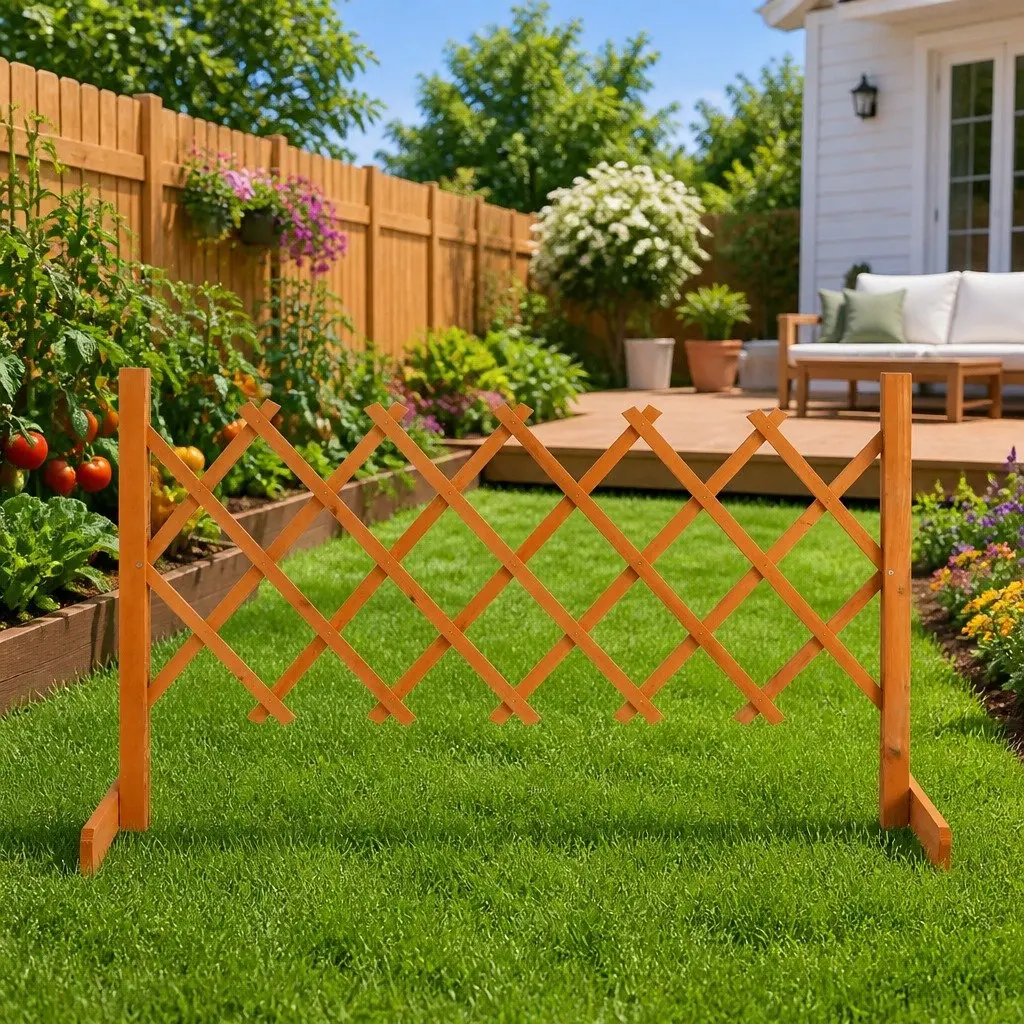 Garden Trellis Fence Panel Expandable Wooden 120x60cm Outdoor Privacy Screen