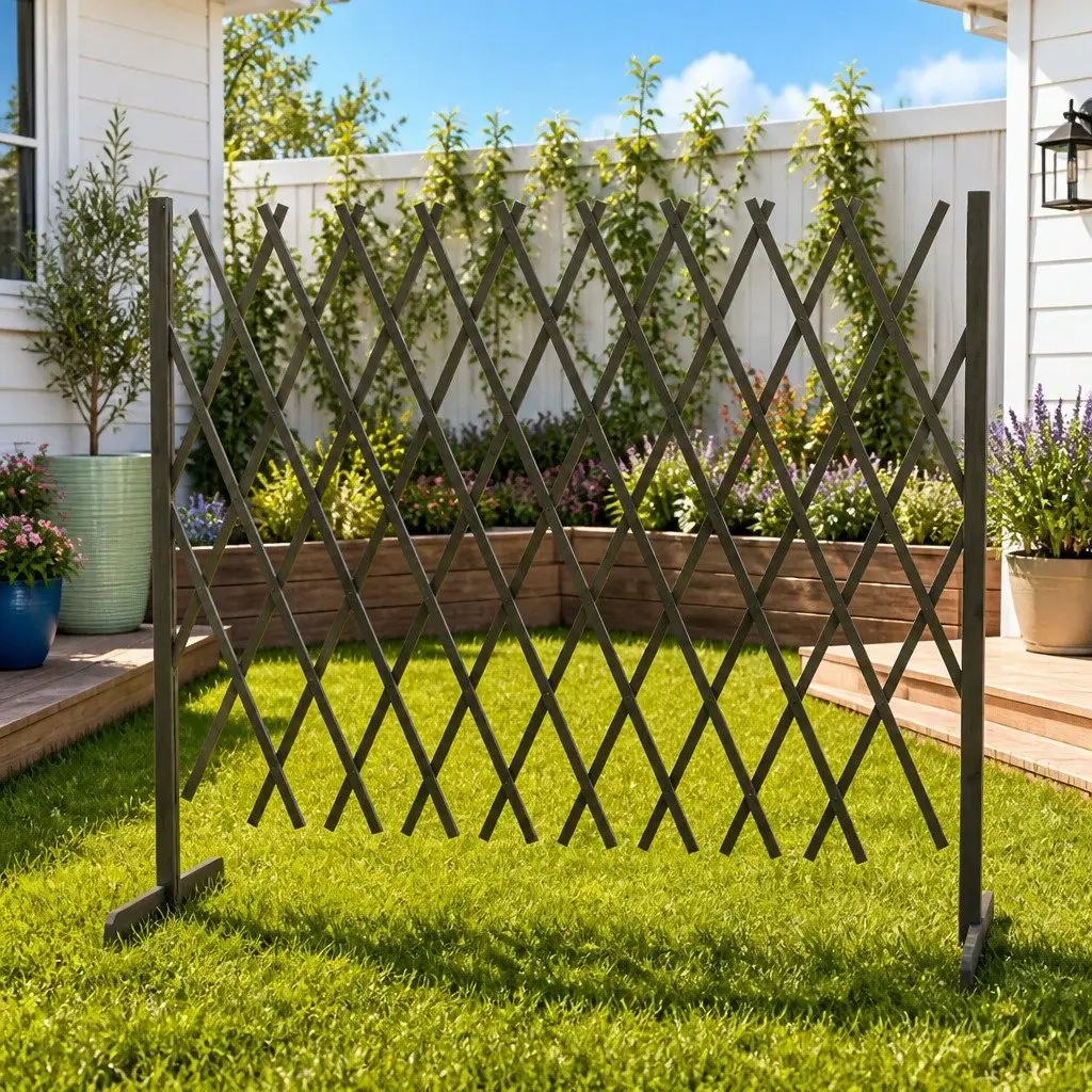 Garden Trellis Fence Panel Grey Solid Firwood 180x100 cm Outdoor Climbing Plant Support