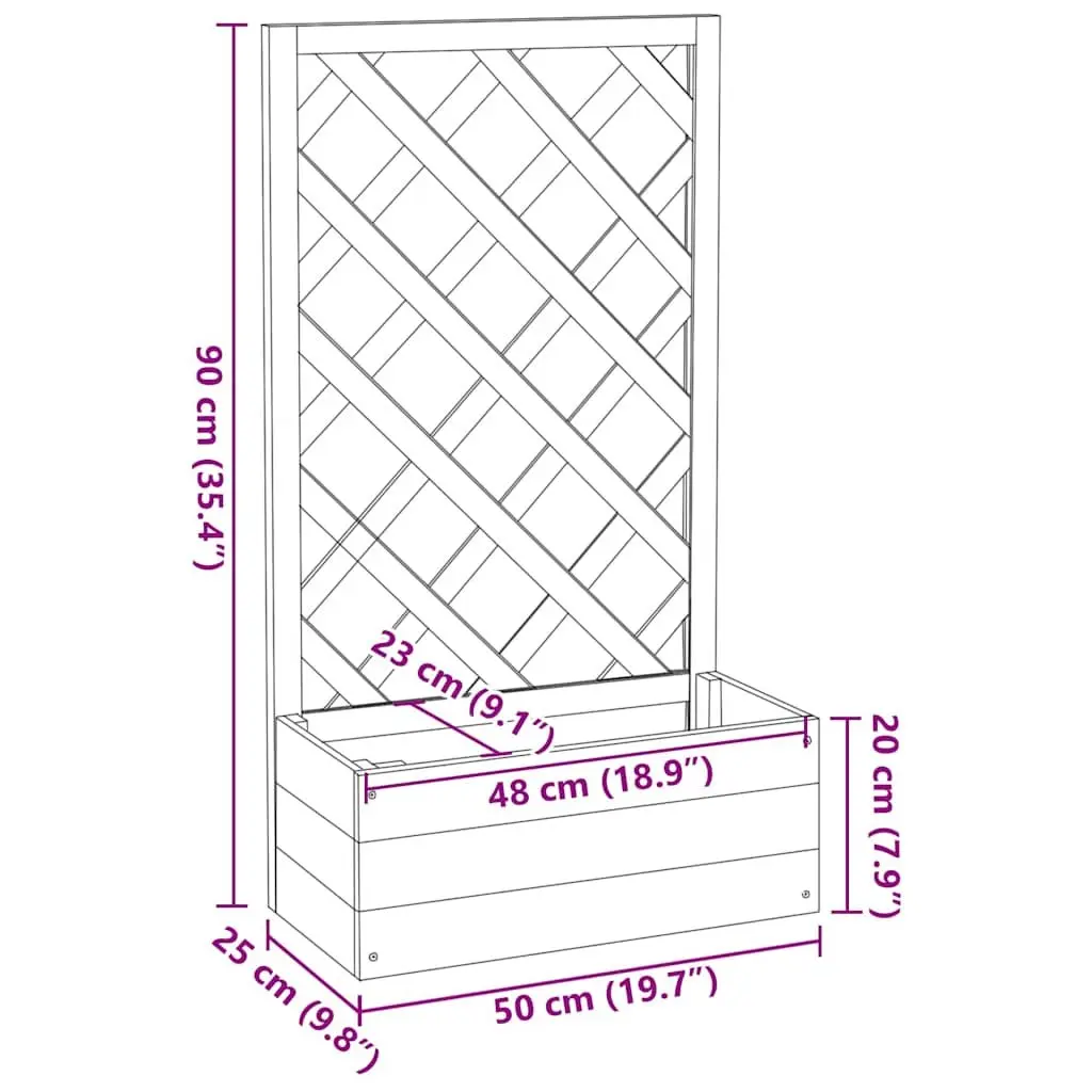 Garden Trellis Planter Grey 50x25x90cm Outdoor Climbing Plants Flower Box
