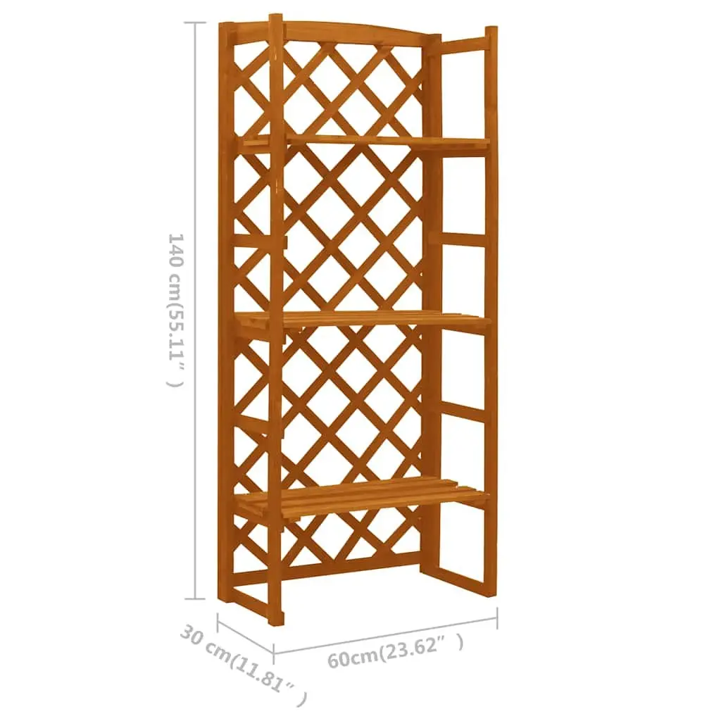 Plant Stand with Trellis Orange 60x30x140 cm Wooden Shelves Garden Display