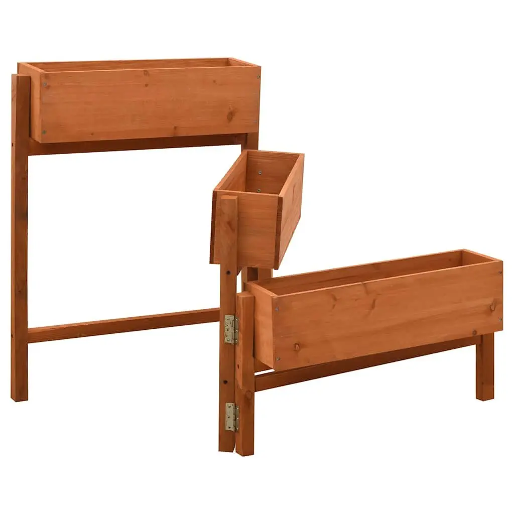 Garden Folding Planter Orange Solid Firwood 60x14x75cm