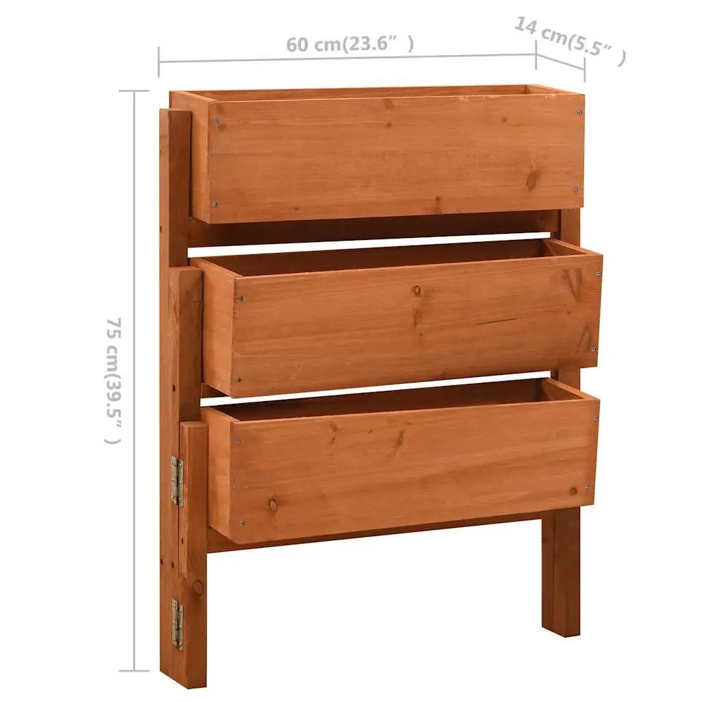 Garden Folding Planter Orange Solid Firwood 60x14x75cm