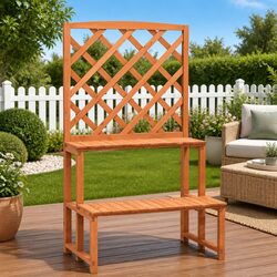 Plant Stand with Trellis Ladder Shelves Orange Solid Firwood Garden Display