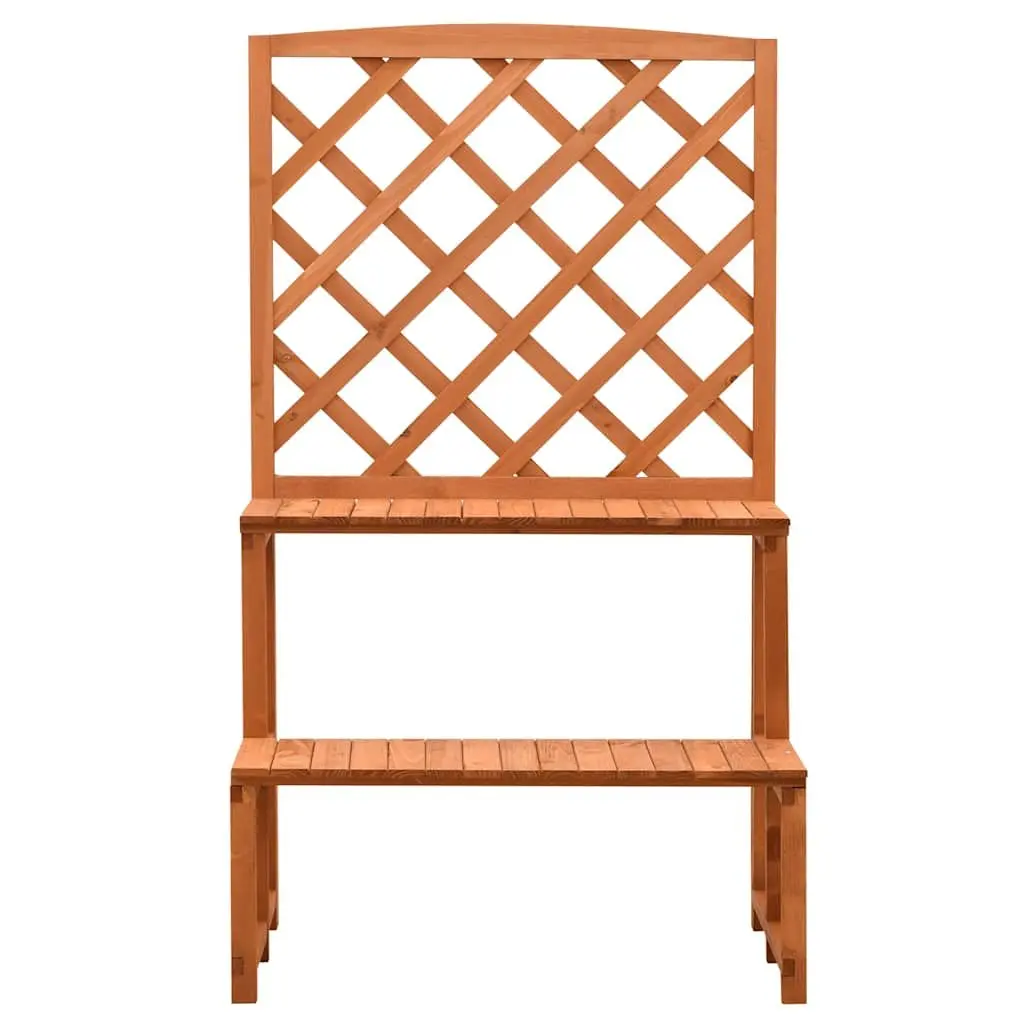 Plant Stand with Trellis Ladder Shelves Orange Solid Firwood 70 x 42 x 120 cm