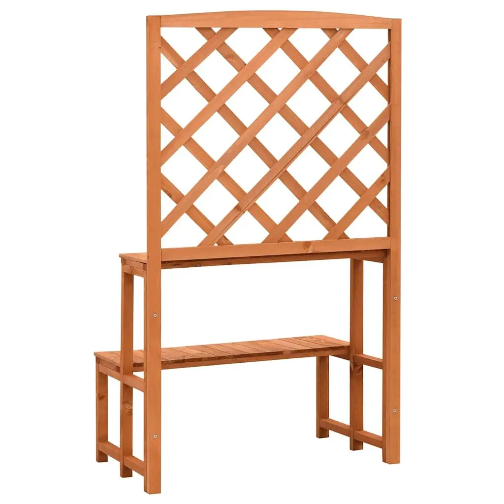 Plant Stand with Trellis Ladder Shelves Orange Solid Firwood 70 x 42 x 120 cm