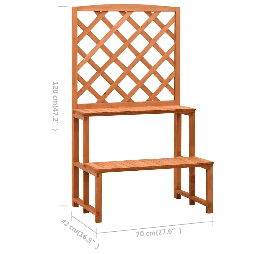 Plant Stand with Trellis Ladder Shelves Orange Solid Firwood 70 x 42 x 120 cm