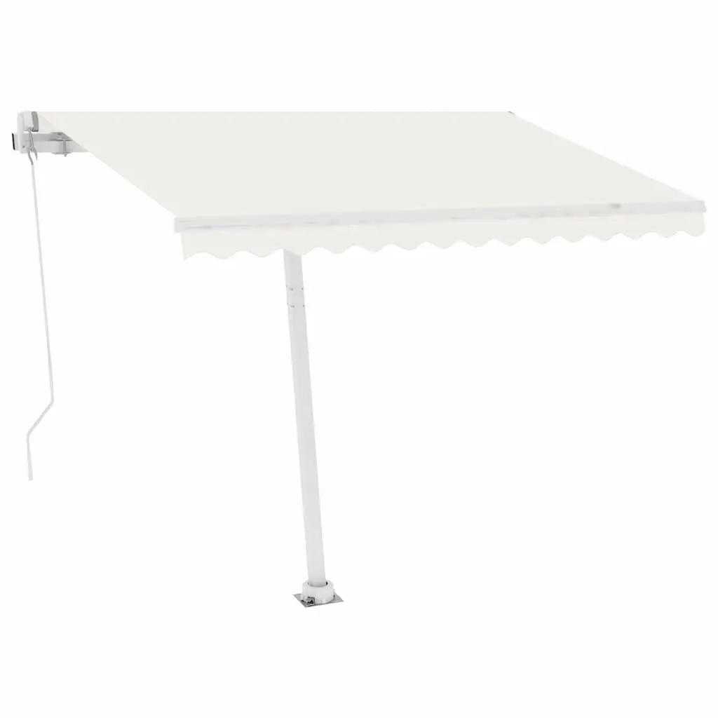 Awning Post Set White 300x245 cm Sturdy Rotary Base for Outdoor Shade Support