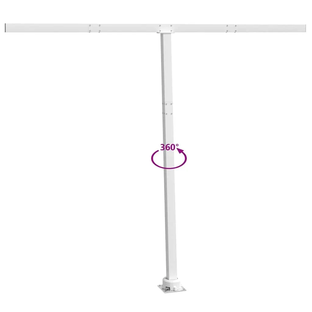 Awning Post Set White 300x245 cm Sturdy Rotary Base for Outdoor Shade Support