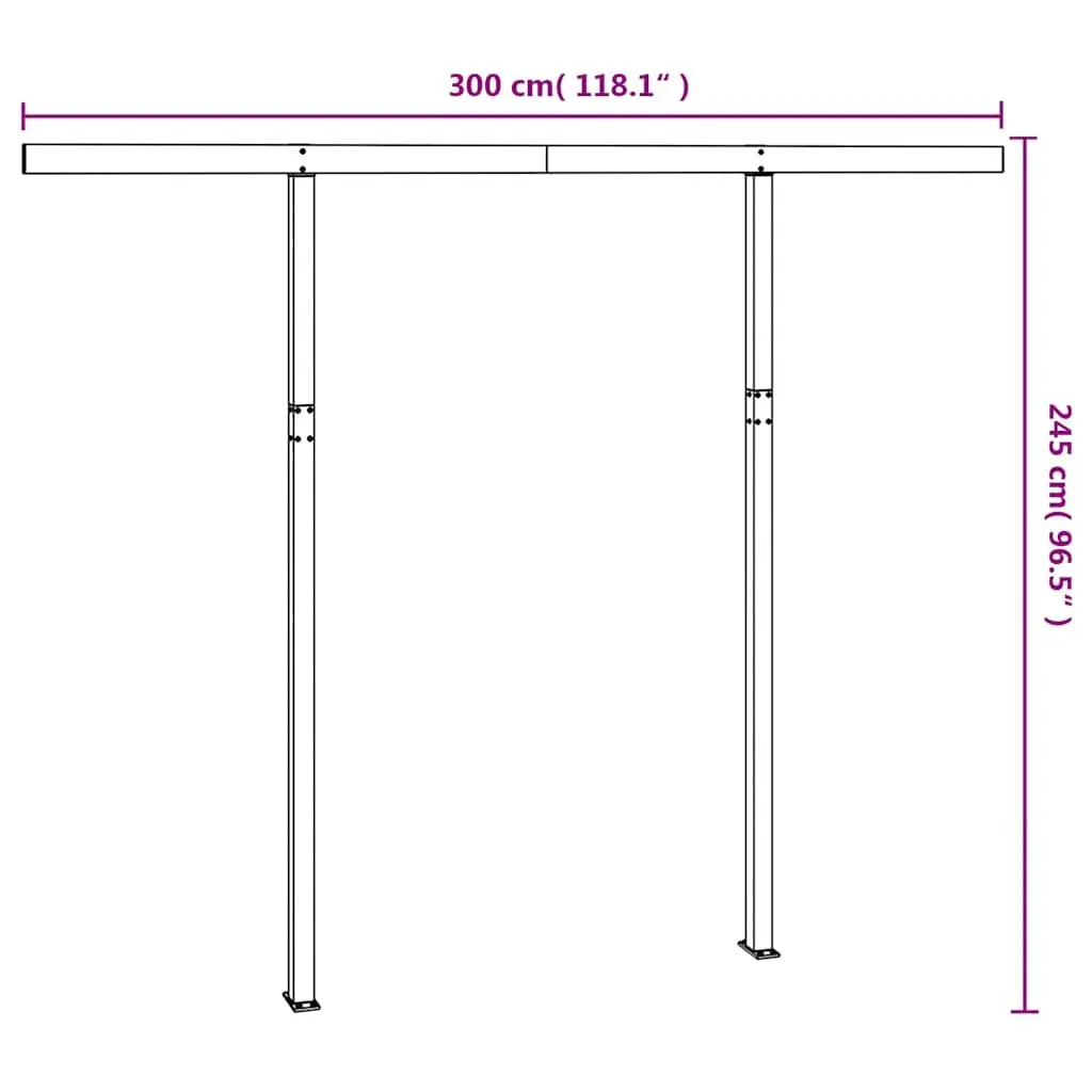 Awning Post Set Double Posts White 300x245 cm