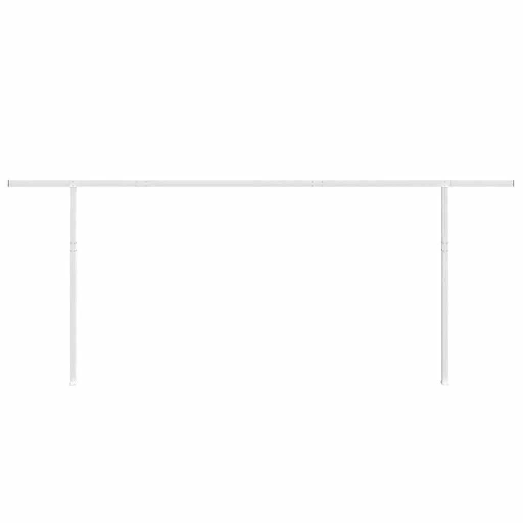 Awning Post Set Double Posts White 600x245 cm Outdoor Terrace Balcony Garden