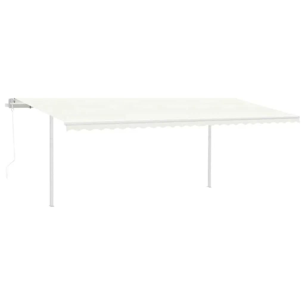 Awning Post Set Double Posts White 600x245 cm Outdoor Terrace Balcony Garden