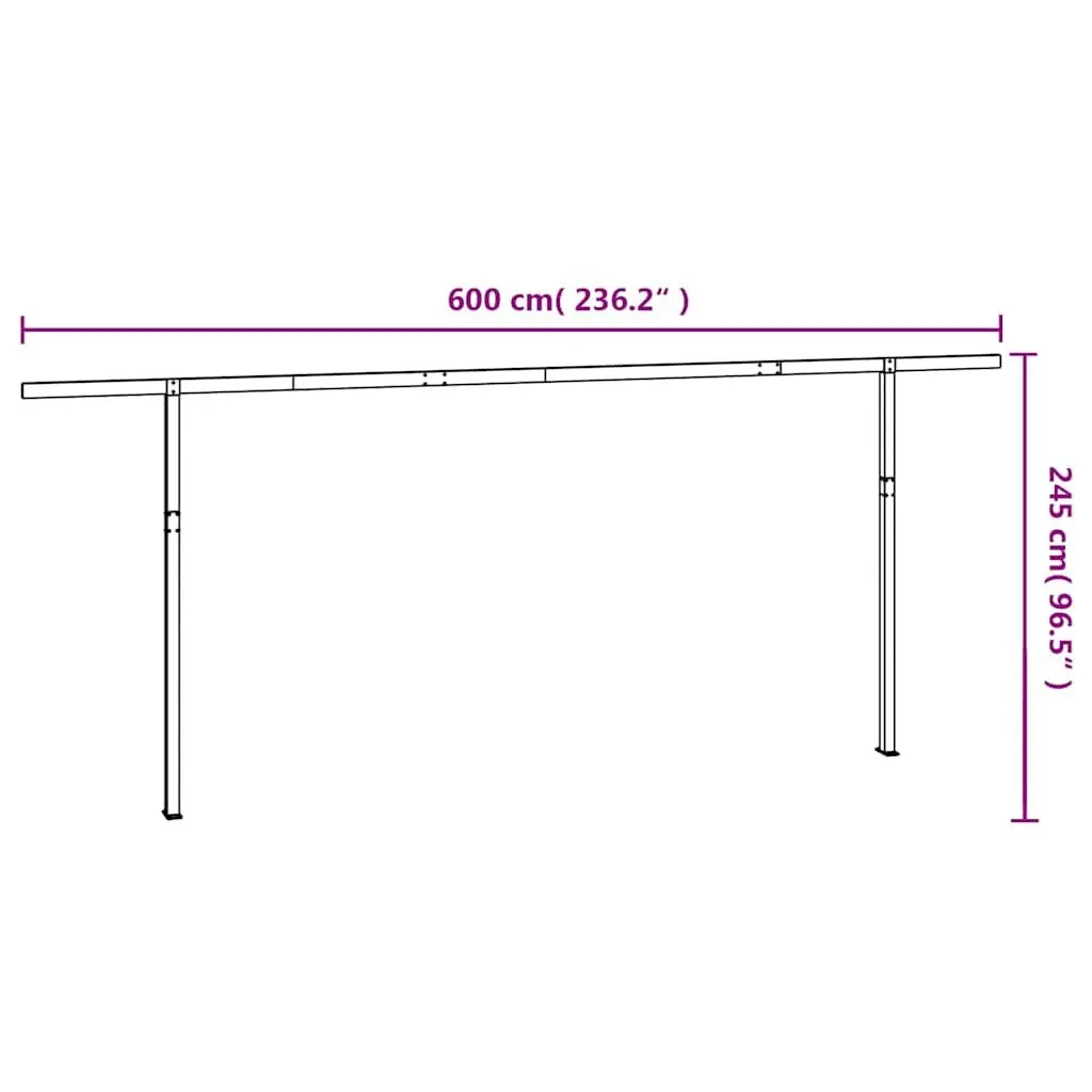 Awning Post Set Double Posts White 600x245 cm Outdoor Terrace Balcony Garden
