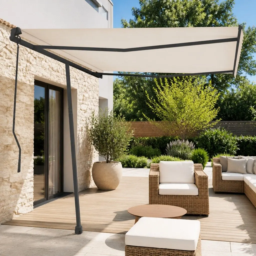 Awning Post Set Rotary Base Iron Anthracite 300x245 cm