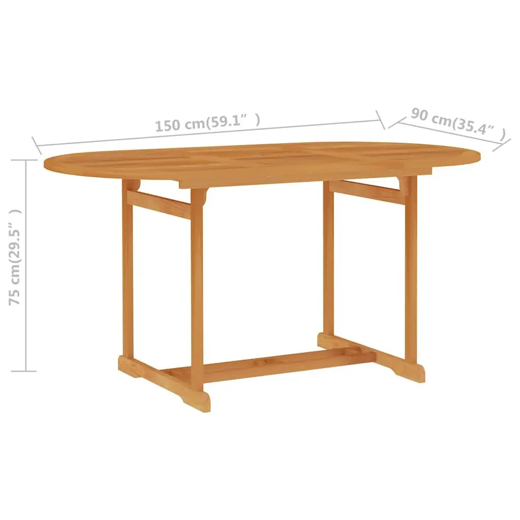Garden Dining Table Teak Hardwood 150x90x75cm Outdoor Furniture