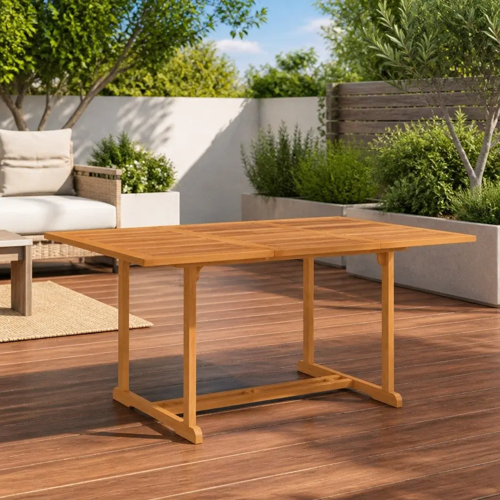 Garden Dining Table Teak Wood Sanded Finish 150x90x75 cm