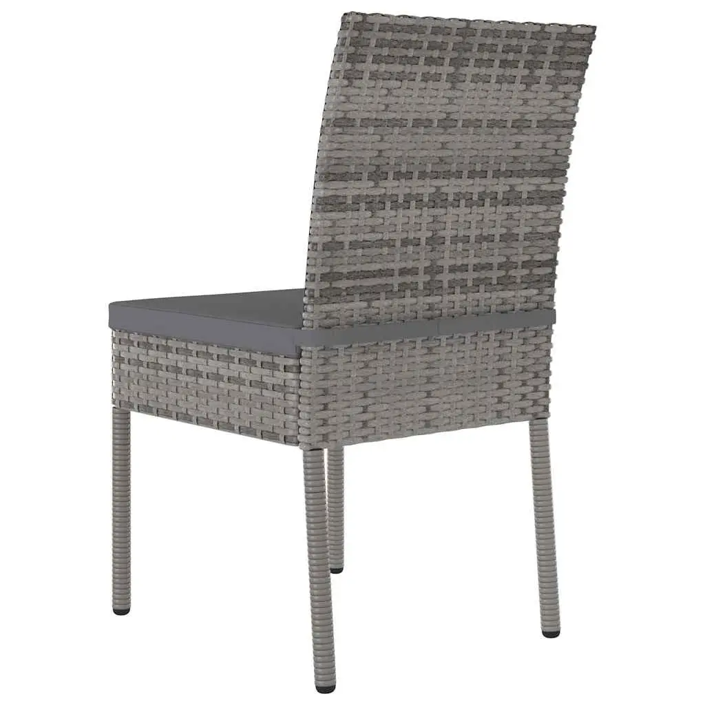 Outdoor Dining Chairs Set of 2 Poly Rattan Garden Seating with Cushions Grey