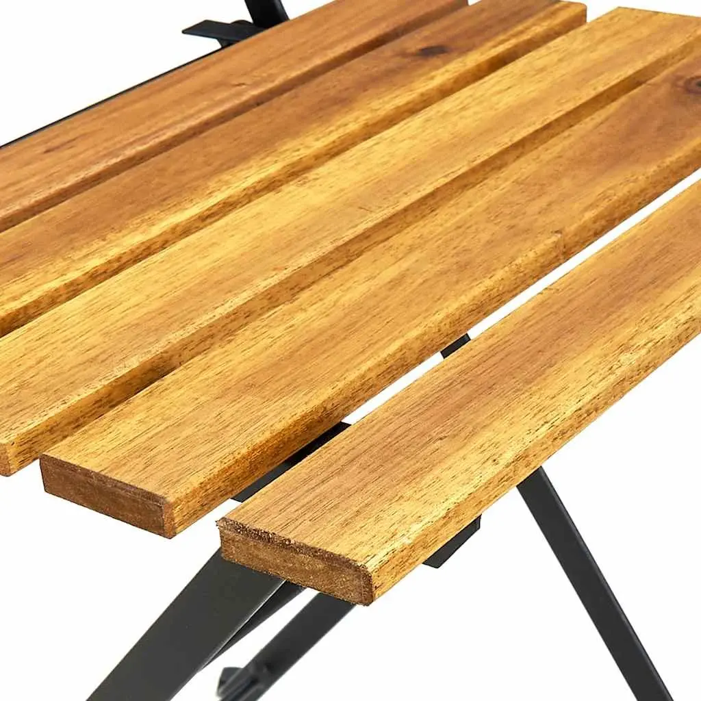 Folding Garden Chairs Set 6 Piece Steel Frame Acacia Wood Outdoor Seating