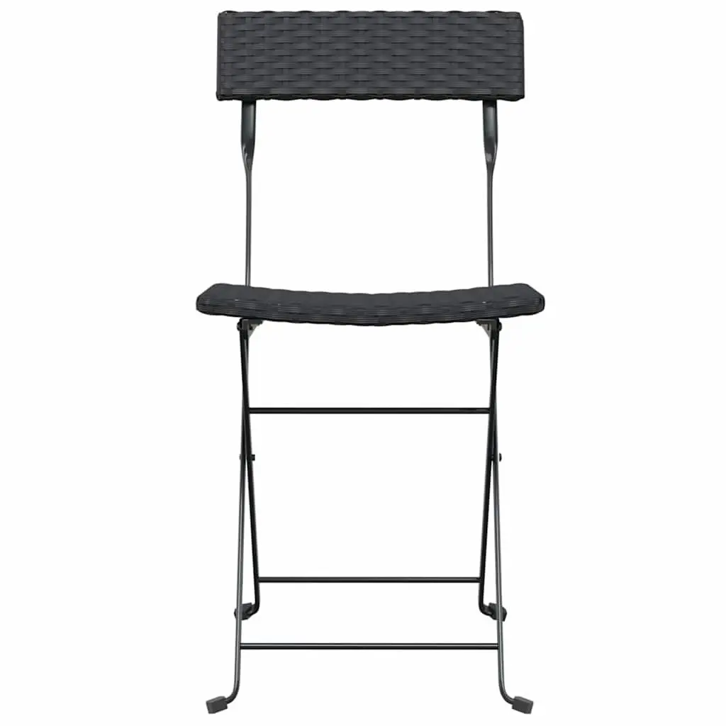 Folding Bistro Chairs Black Outdoor Garden Seating 4 Piece PE Rattan Steel Frame