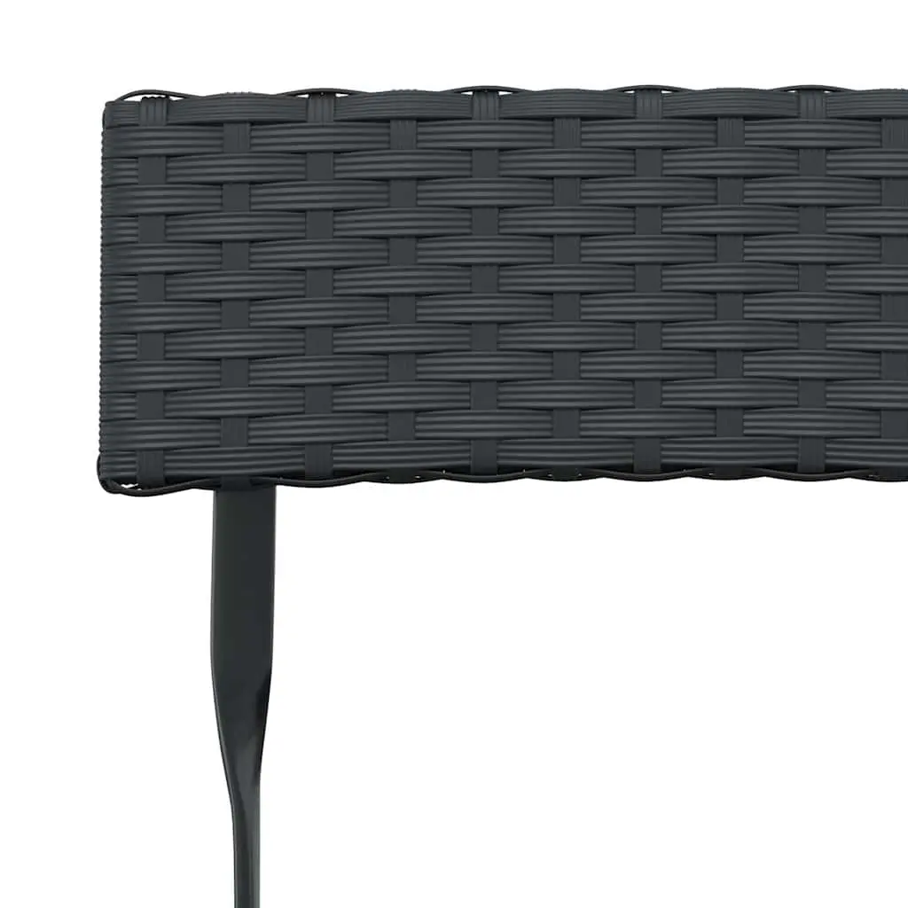 Folding Bistro Chairs Black Outdoor Garden Seating 4 Piece PE Rattan Steel Frame