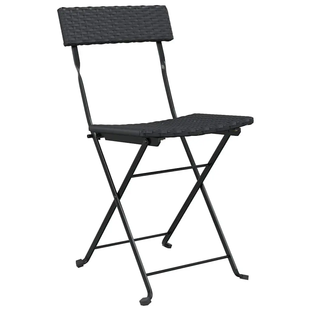 Folding Bistro Chairs Weather Resistant Black 6 Piece Outdoor Garden Seating Rattan Steel Frame