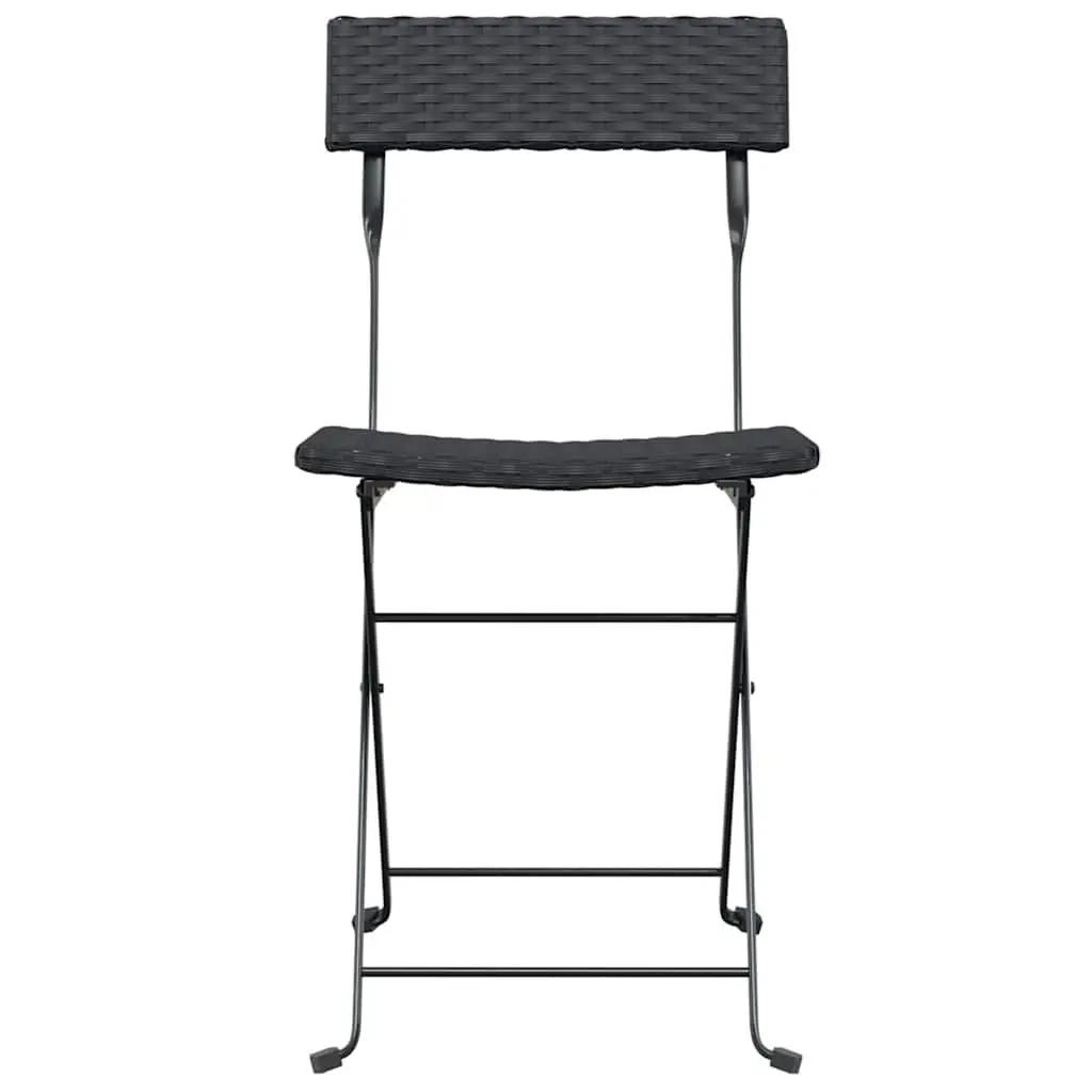 Folding Bistro Chairs Weather Resistant Black 6 Piece Outdoor Garden Seating Rattan Steel Frame