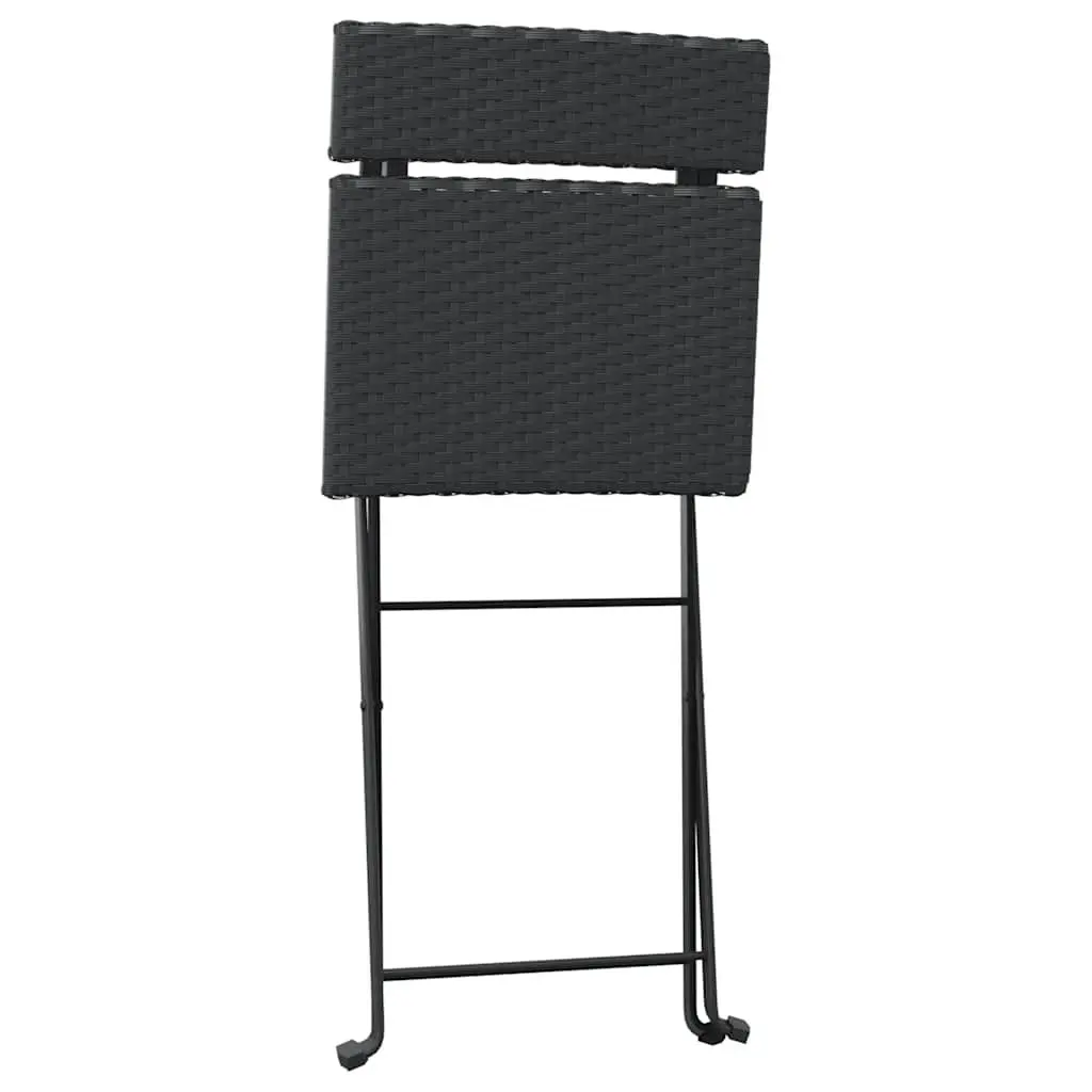 Folding Bistro Chairs Weather Resistant Black 6 Piece Outdoor Garden Seating Rattan Steel Frame
