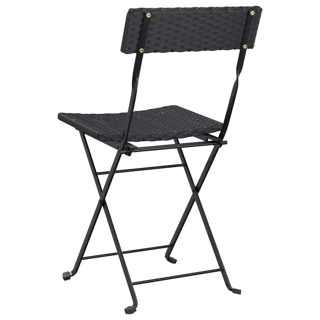 Folding Bistro Chairs Weather Resistant Black 6 Piece Outdoor Garden Seating Rattan Steel Frame