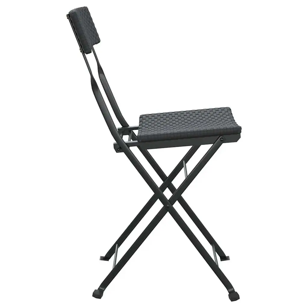 Folding Bistro Chairs Weather Resistant Black 8 Piece Outdoor Garden Seating