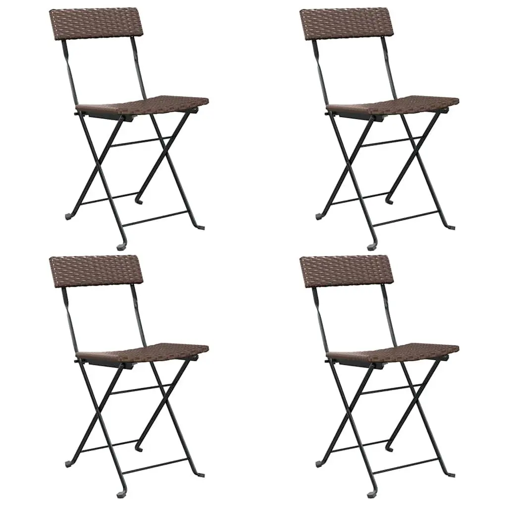 Folding Bistro Chairs Brown Outdoor Garden Seating 4 Piece