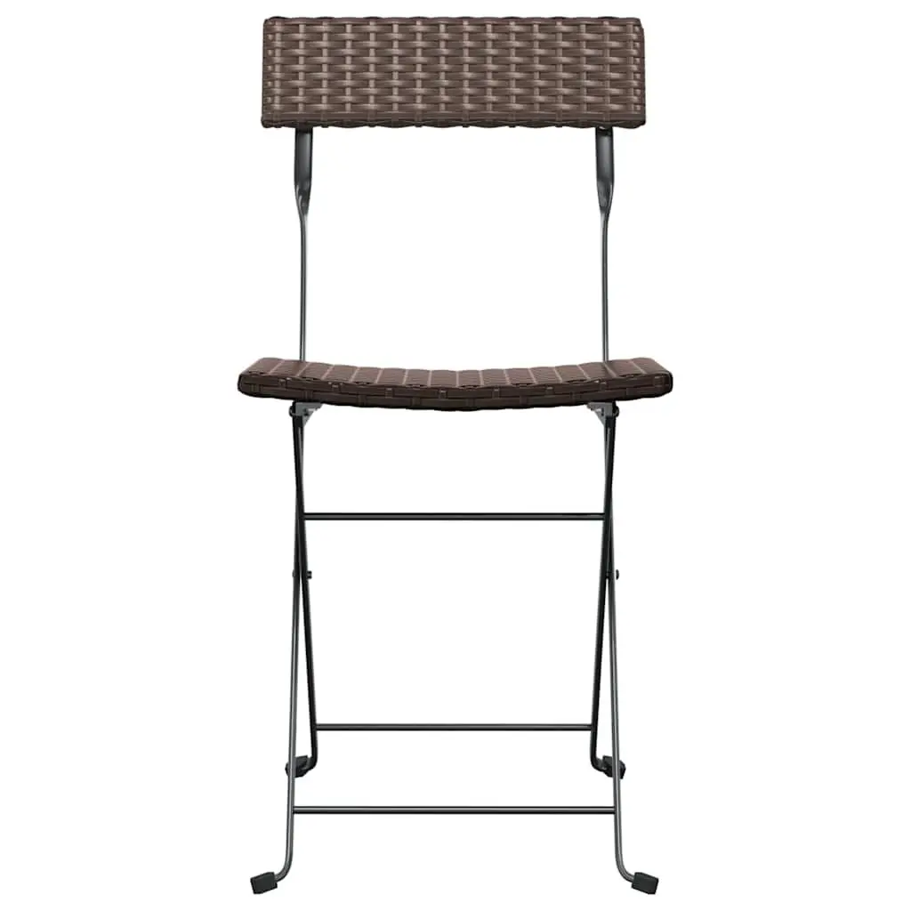 Folding Bistro Chairs Brown Outdoor Garden Seating PE Rattan Steel 6 Piece