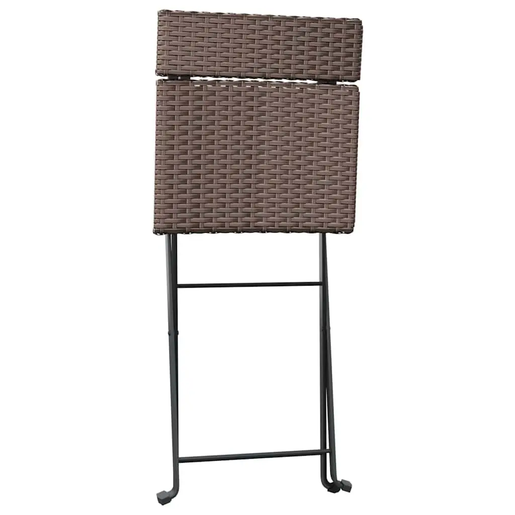 Folding Bistro Chairs Brown Outdoor Garden Seating PE Rattan Steel 6 Piece