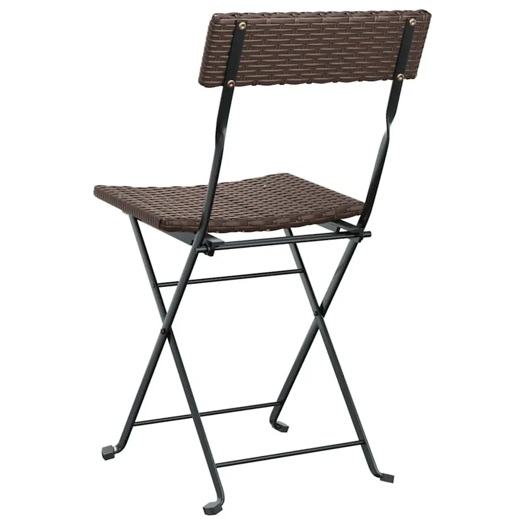 Folding Bistro Chairs Brown Outdoor Garden Seating PE Rattan Steel 6 Piece