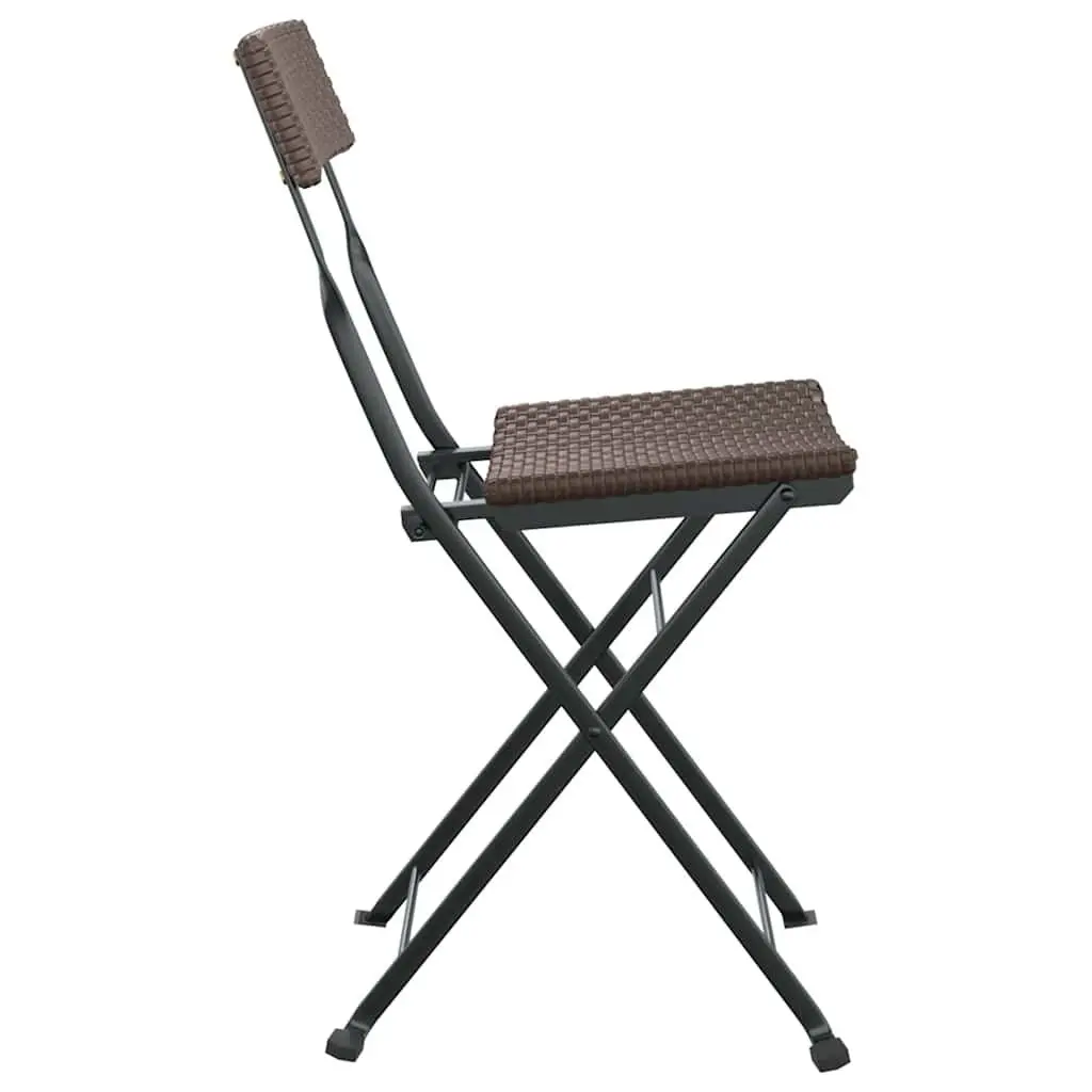 Folding Bistro Chairs Brown Outdoor Garden Seating PE Rattan Steel 6 Piece