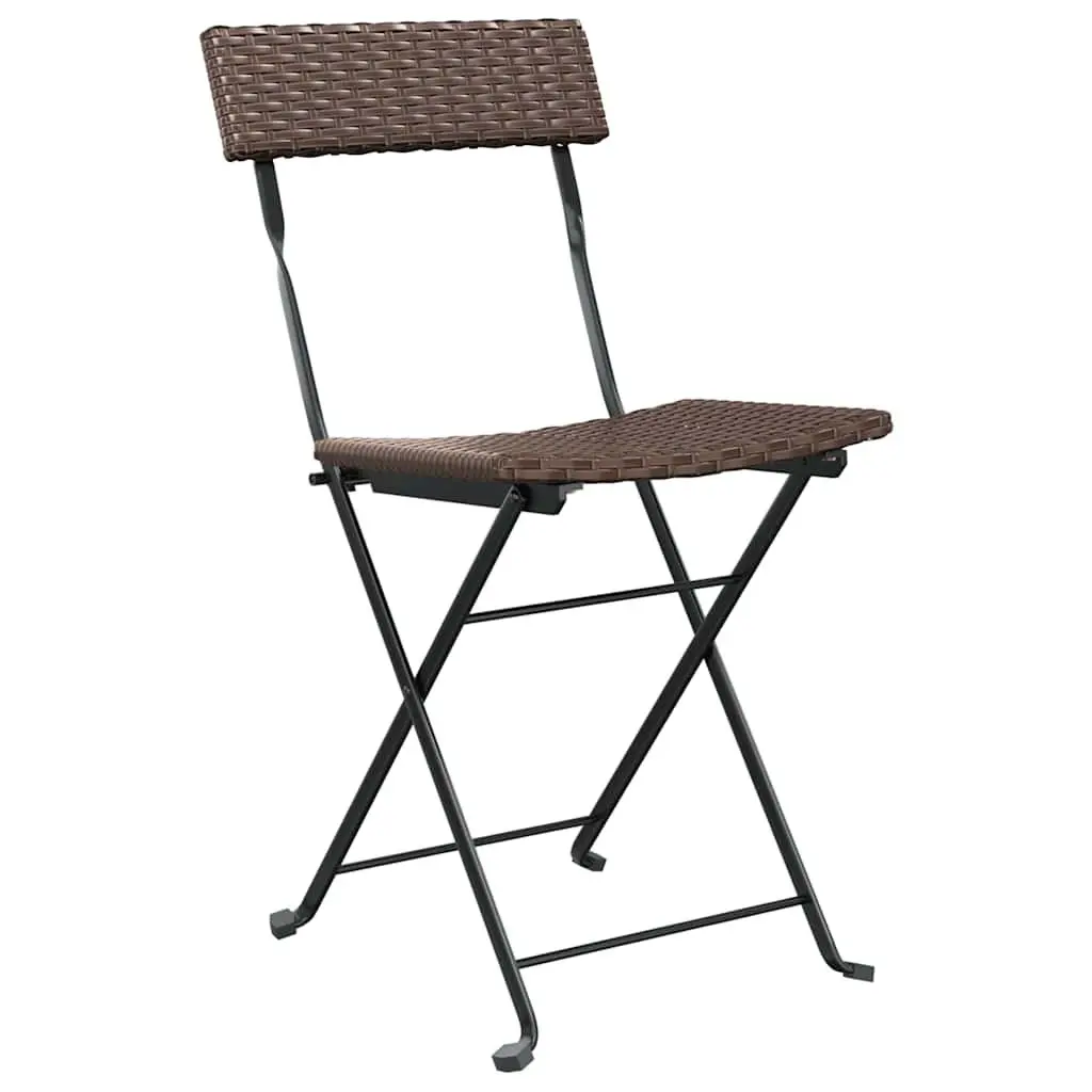 Folding Bistro Chairs Set 8 pcs Brown Outdoor Garden Seating Rattan Steel Frame
