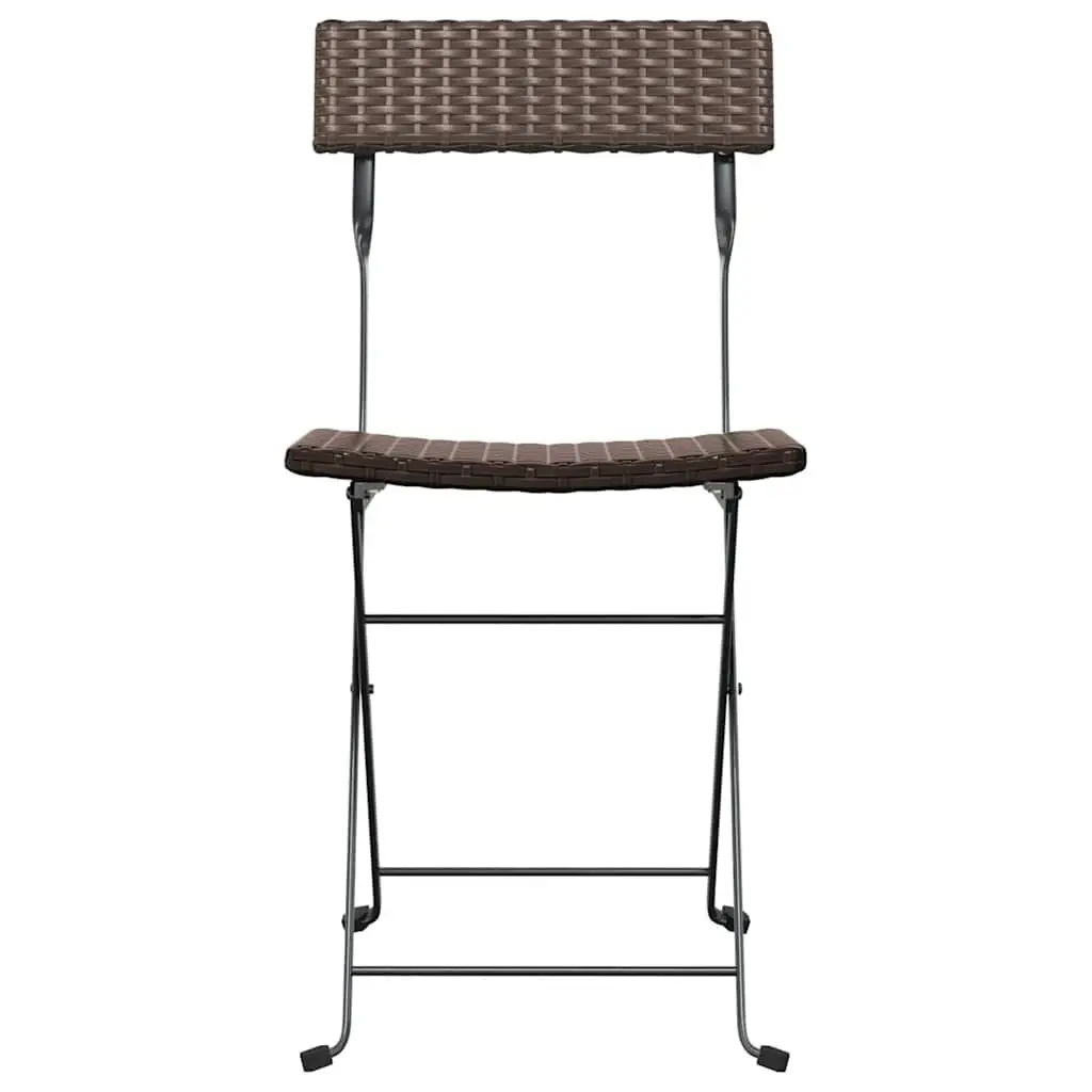 Folding Bistro Chairs Set 8 pcs Brown Outdoor Garden Seating Rattan Steel Frame