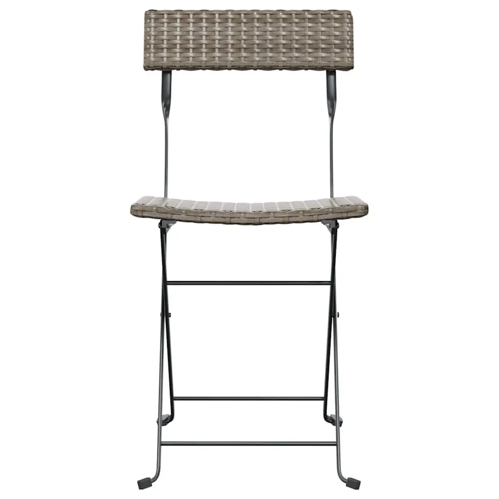 Folding Bistro Chairs Grey Outdoor Garden Seating 4 Piece