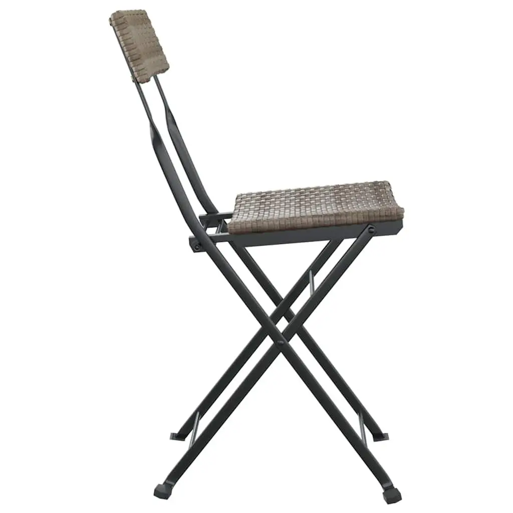 Folding Bistro Chairs Grey Outdoor Garden Seating 8 Piece Poly Rattan Steel Frame