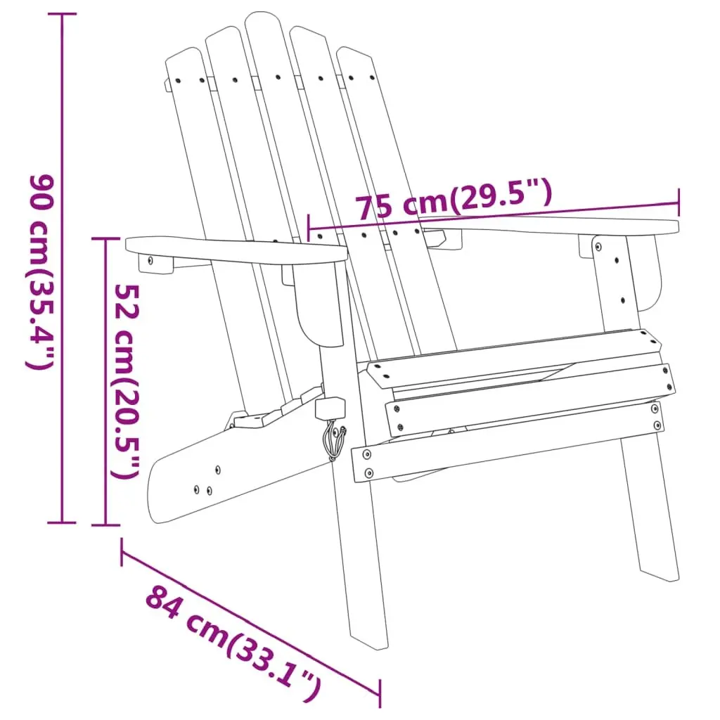 Adirondack Garden Lounge Set 3 Piece Outdoor Furniture Wooden Chair Table Brown