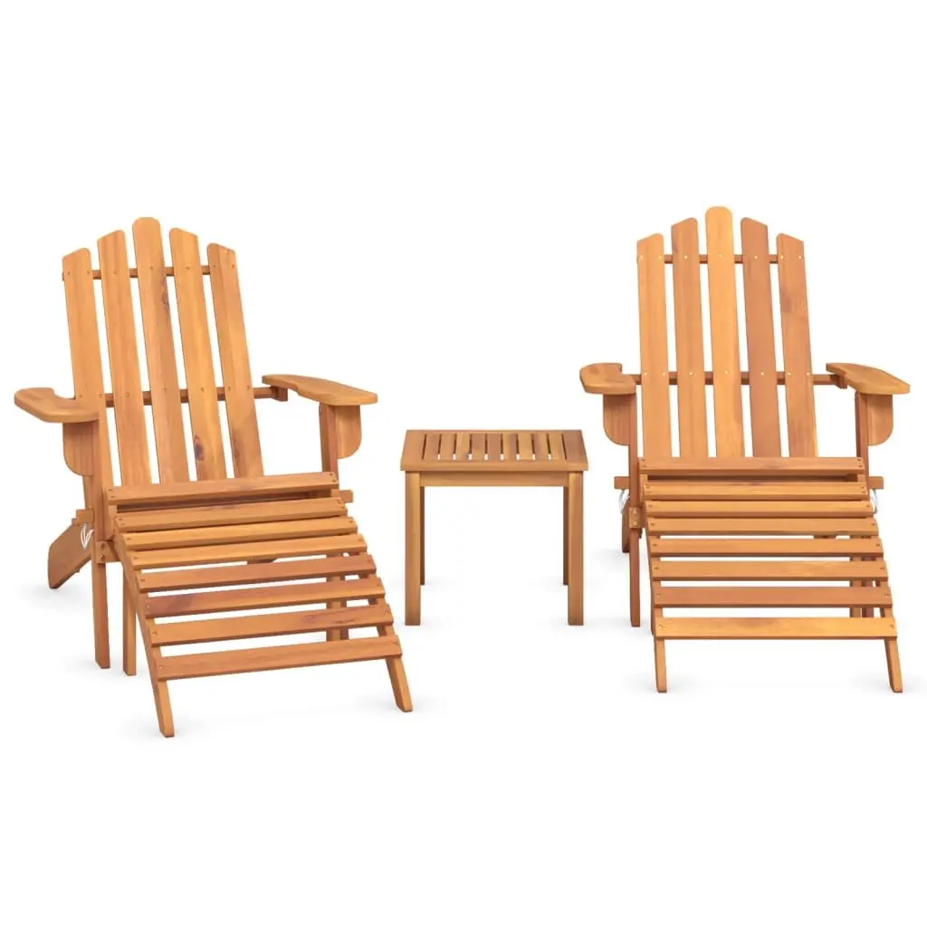 3 Piece Adirondack Garden Lounge Set Solid Wood Outdoor Furniture Brown